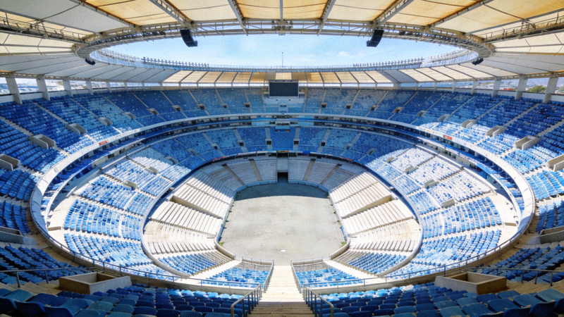 墨西哥阿兹特克体育场内部俯瞰图 - 巨大的环形看台